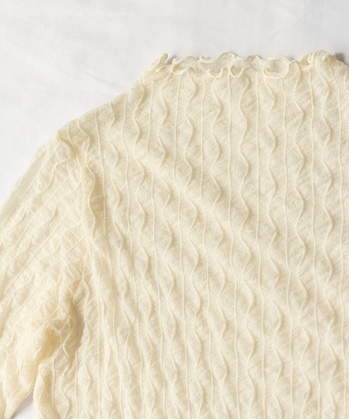 me+em select（ミームセレクト）の「プチハイネックシースルーニュアンスウェーブブラウス（Tシャツ/カットソー・レディース・ホワイト/アイボリー/ブラック・FREE）」の21枚目の写真