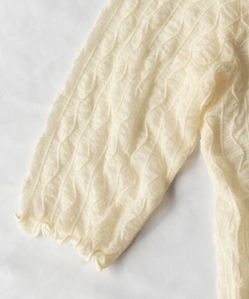 me+em select（ミームセレクト）の「プチハイネックシースルーニュアンスウェーブブラウス（Tシャツ/カットソー・レディース・ホワイト/アイボリー/ブラック・FREE）」の18枚目の写真