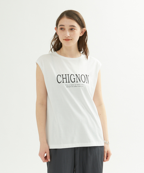 Rouge vif Anna（ルージュヴィフアンナ）の「CHGNON ロゴノースリーブＴシャツ（Tシャツ/カットソー・レディース・モカ/ブラック・フリー）」の5枚目の写真
