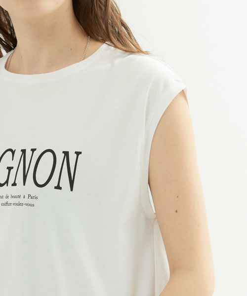 Rouge vif Anna（ルージュヴィフアンナ）の「CHGNON ロゴノースリーブＴシャツ（Tシャツ/カットソー・レディース・モカ/ブラック・フリー）」の9枚目の写真