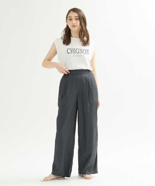 Rouge vif Anna（ルージュヴィフアンナ）の「CHGNON ロゴノースリーブＴシャツ（Tシャツ/カットソー・レディース・モカ/ブラック・フリー）」の14枚目の写真