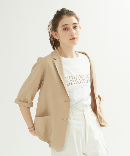 Rouge vif Anna（ルージュヴィフアンナ）の「CHGNON ロゴノースリーブＴシャツ（Tシャツ/カットソー・レディース・モカ/ブラック・フリー）」の16枚目の写真