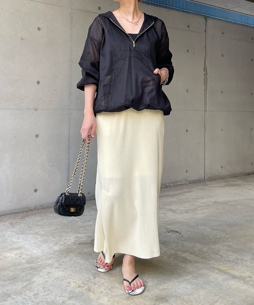 DouDou（ドゥドゥ）の「プリーツスリットタイトスカート（スカート・レディース・ライトグリーン/ブラック/オフホワイト/オレンジ・FREE）」の6枚目の写真