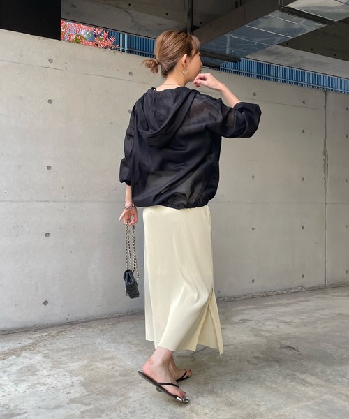 DouDou（ドゥドゥ）の「プリーツスリットタイトスカート（スカート・レディース・ライトグリーン/ブラック/オフホワイト/オレンジ・FREE）」の9枚目の写真