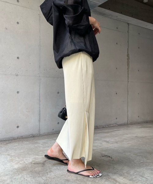 DouDou（ドゥドゥ）の「プリーツスリットタイトスカート（スカート・レディース・ライトグリーン/ブラック/オフホワイト/オレンジ・FREE）」の12枚目の写真