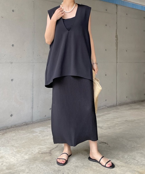 DouDou（ドゥドゥ）の「プリーツスリットタイトスカート（スカート・レディース・ライトグリーン/ブラック/オフホワイト/オレンジ・FREE）」の16枚目の写真