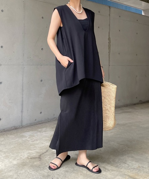 DouDou（ドゥドゥ）の「プリーツスリットタイトスカート（スカート・レディース・ライトグリーン/ブラック/オフホワイト/オレンジ・FREE）」の17枚目の写真