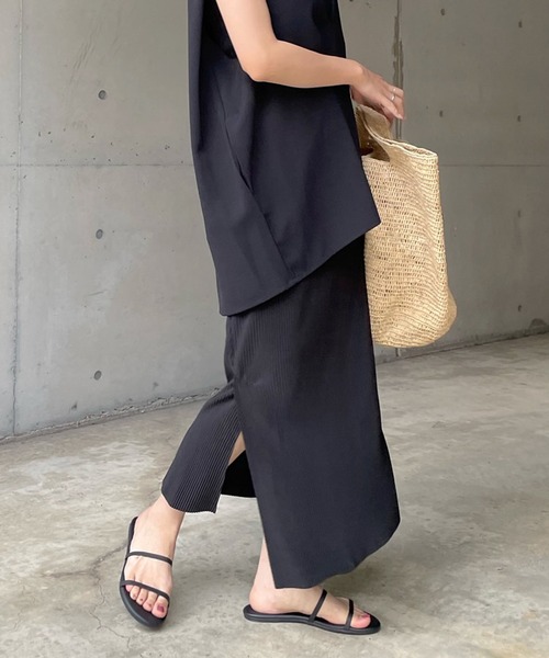 DouDou（ドゥドゥ）の「プリーツスリットタイトスカート（スカート・レディース・ライトグリーン/ブラック/オフホワイト/オレンジ・FREE）」の19枚目の写真