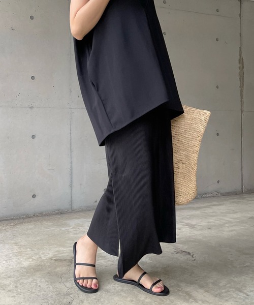 DouDou（ドゥドゥ）の「プリーツスリットタイトスカート（スカート・レディース・ライトグリーン/ブラック/オフホワイト/オレンジ・FREE）」の20枚目の写真