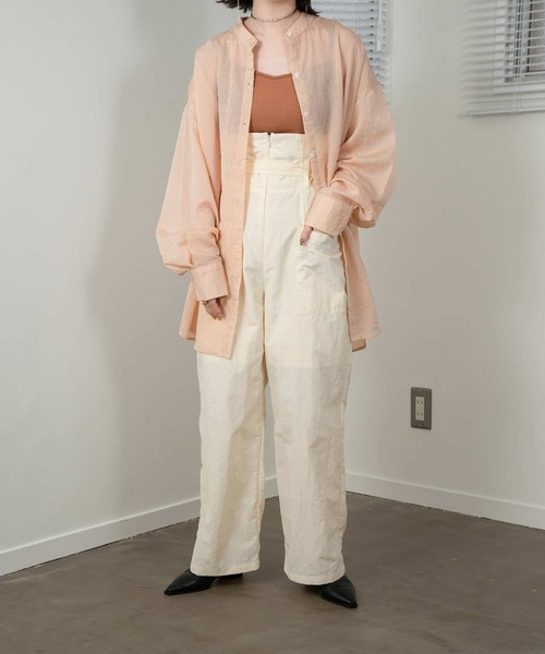 lawgy（ラウジー）の「stripe see through shirt（シャツ/ブラウス・レディース・ホワイト/オレンジ/ブルー・FREE）」の3枚目の写真