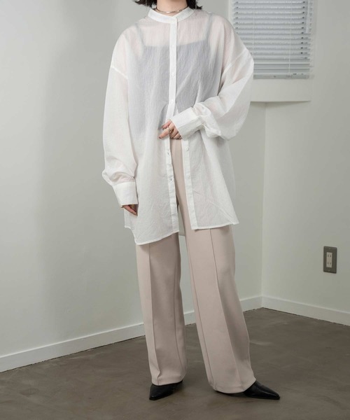 lawgy（ラウジー）の「stripe see through shirt（シャツ/ブラウス・レディース・ホワイト/オレンジ/ブルー・FREE）」の5枚目の写真