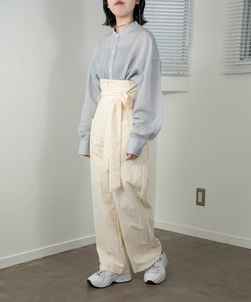 lawgy（ラウジー）の「stripe see through shirt（シャツ/ブラウス・レディース・ホワイト/オレンジ/ブルー・FREE）」の7枚目の写真