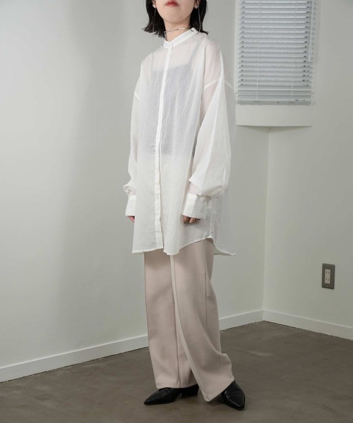 lawgy（ラウジー）の「stripe see through shirt（シャツ/ブラウス・レディース・ホワイト/オレンジ/ブルー・FREE）」の11枚目の写真