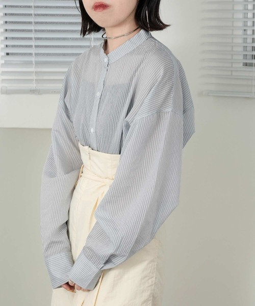 lawgy（ラウジー）の「stripe see through shirt（シャツ/ブラウス・レディース・ホワイト/オレンジ/ブルー・FREE）」の14枚目の写真