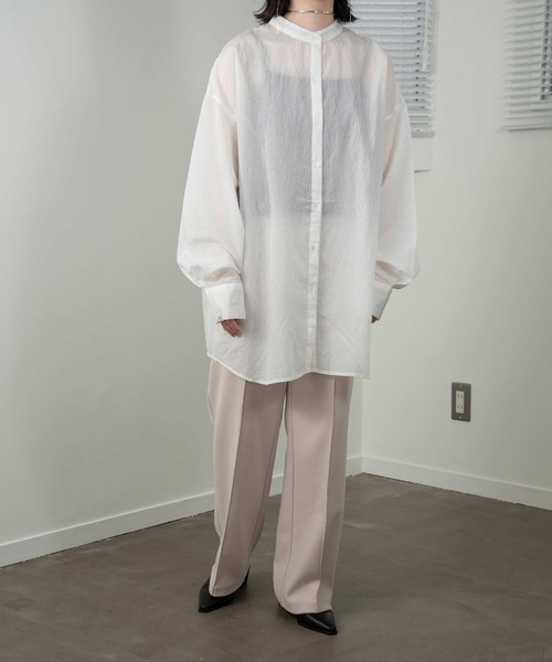 lawgy（ラウジー）の「stripe see through shirt（シャツ/ブラウス・レディース・ホワイト/オレンジ/ブルー・FREE）」の12枚目の写真