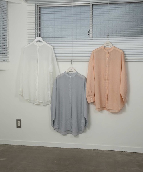 lawgy（ラウジー）の「stripe see through shirt（シャツ/ブラウス・レディース・ホワイト/オレンジ/ブルー・FREE）」の10枚目の写真