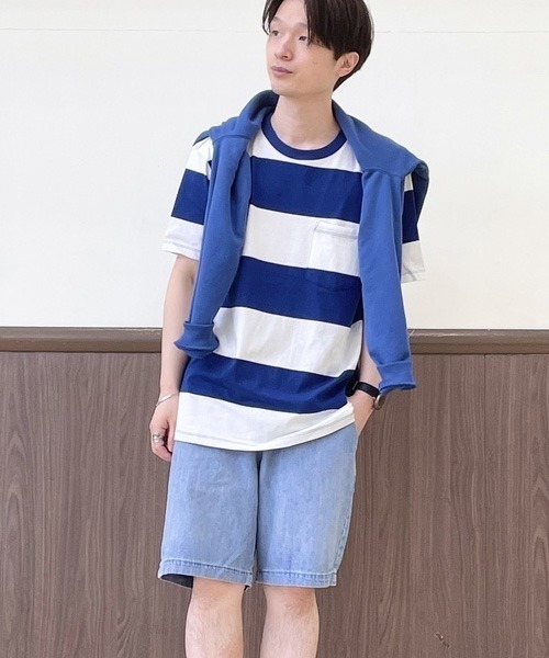 GAP（ギャップ）の「ソフトジャージー ストライプ ポケットTシャツ（Tシャツ/カットソー・メンズ・ブルー/パープル/ピンク/グリーン/ピンク系その他・XL/S/XS/XXS/L/M）」の3枚目の写真