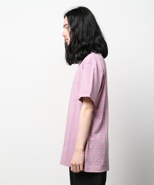 GAP（ギャップ）の「ソフトジャージー ストライプ ポケットTシャツ（Tシャツ/カットソー・メンズ・ブルー/パープル/ピンク/グリーン/ピンク系その他・XL/S/XS/XXS/L/M）」の7枚目の写真