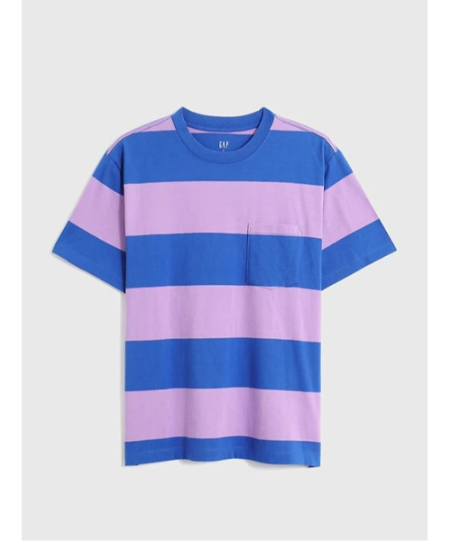 GAP（ギャップ）の「ソフトジャージー ストライプ ポケットTシャツ（Tシャツ/カットソー・メンズ・ブルー/パープル/ピンク/グリーン/ピンク系その他・XL/S/XS/XXS/L/M）」の9枚目の写真