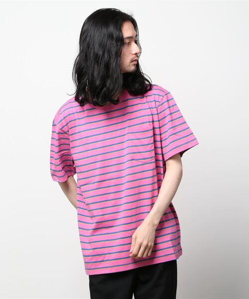 セール】ソフトジャージー ストライプ ポケットTシャツ（Tシャツ