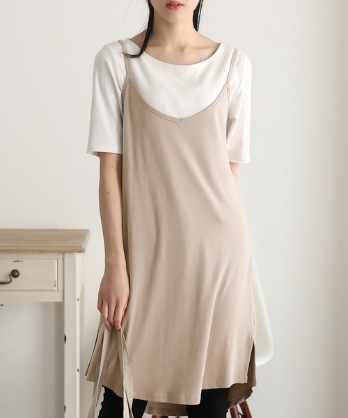 ElegChic(エレグシック)の「レイヤードカットキャミソール(キャミソール・レディース・ブラック/ベージュ/オフホワイト・4L/M/L/XL/XXL)」の3枚目の写真