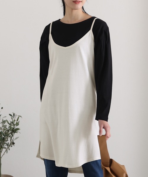 ElegChic(エレグシック)の「レイヤードカットキャミソール(キャミソール・レディース・ブラック/ベージュ/オフホワイト・4L/M/L/XL/XXL)」の2枚目の写真