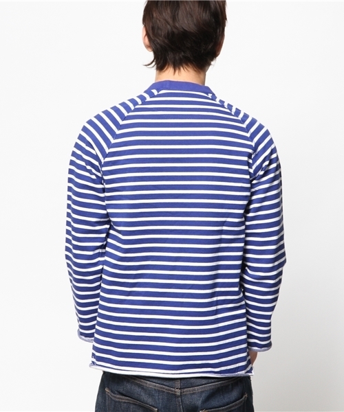 EDIFICE（エディフィス）の「◇ハード圧縮裏毛ボーダー ラグラン9ブタケTEE（Tシャツ/カットソー・メンズ・ネイビー/ブルー・46/44/48）」の5枚目の写真