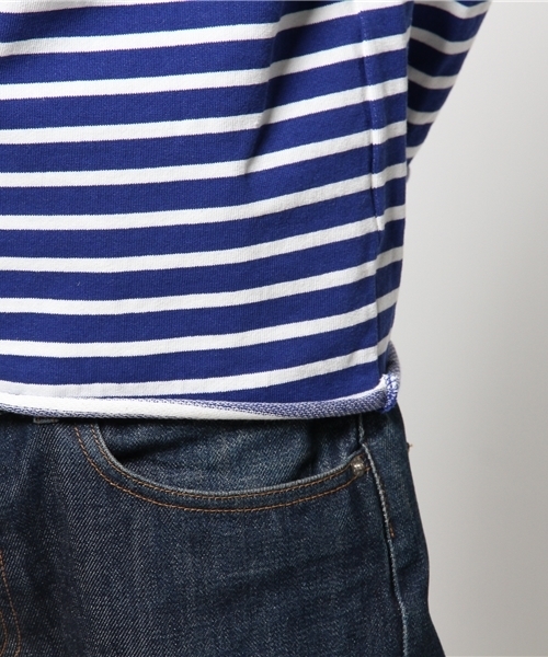EDIFICE（エディフィス）の「◇ハード圧縮裏毛ボーダー ラグラン9ブタケTEE（Tシャツ/カットソー・メンズ・ネイビー/ブルー・46/44/48）」の8枚目の写真