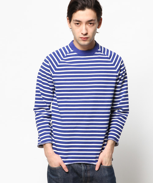 EDIFICE（エディフィス）の「◇ハード圧縮裏毛ボーダー ラグラン9ブタケTEE（Tシャツ/カットソー・メンズ・ネイビー/ブルー・46/44/48）」の12枚目の写真