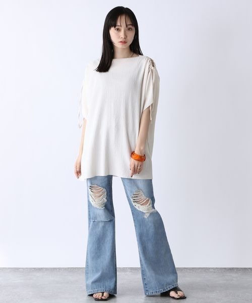 JEANASIS(ジーナシス)の「カットジャガードオープンショルダープルオーバー/296229(Tシャツ/カットソー・レディース・ホワイト/ブラック/オレンジ・FREE)」の15枚目の写真