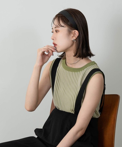 Amiur（エミレ）の「bicolor rib tank（タンクトップ・レディース・ブラック/ブラウン/グリーン・FREE）」の3枚目の写真
