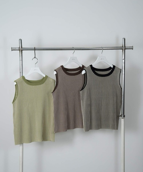 Amiur（エミレ）の「bicolor rib tank（タンクトップ・レディース・ブラック/ブラウン/グリーン・FREE）」の12枚目の写真