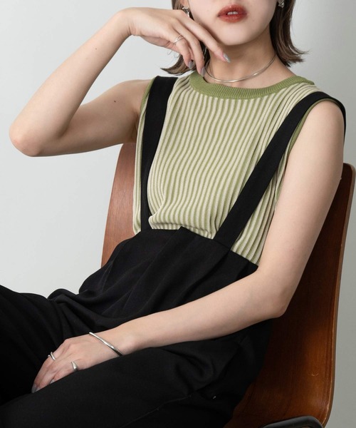 Amiur（エミレ）の「bicolor rib tank（タンクトップ・レディース・ブラック/ブラウン/グリーン・FREE）」の10枚目の写真