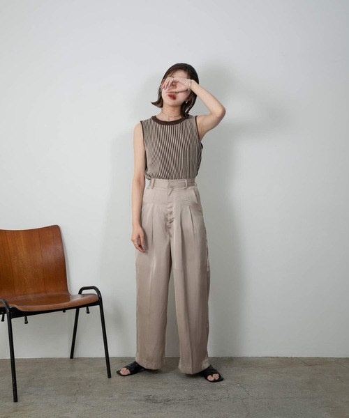 Amiur（エミレ）の「bicolor rib tank（タンクトップ・レディース・ブラック/ブラウン/グリーン・FREE）」の15枚目の写真