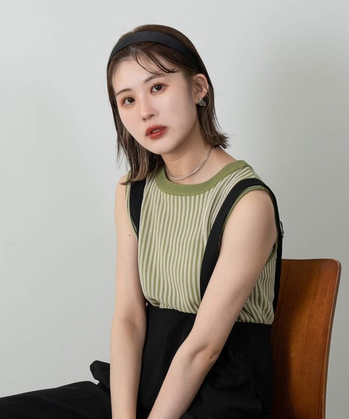 Amiur（エミレ）の「bicolor rib tank（タンクトップ・レディース・ブラック/ブラウン/グリーン・FREE）」の9枚目の写真