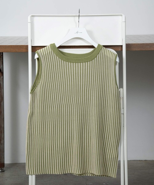 Amiur（エミレ）の「bicolor rib tank（タンクトップ・レディース・ブラック/ブラウン/グリーン・FREE）」の21枚目の写真
