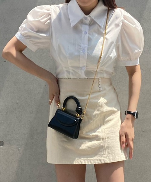 Voyage titty&Co.PETIT（ボヤージュティティアンドコープチ）の「【Voyage titty&Co. PETIT】ツイル台形スカパン（スカート・レディース・アイボリー/ブラック・FREE）」の6枚目の写真