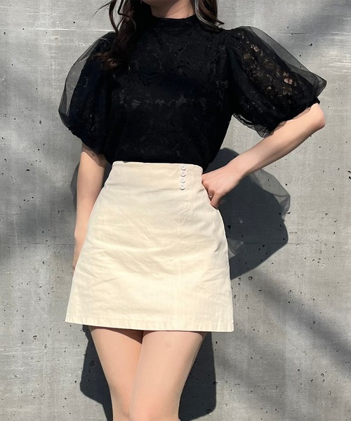 Voyage titty&Co.PETIT（ボヤージュティティアンドコープチ）の「【Voyage titty&Co. PETIT】ツイル台形スカパン（スカート・レディース・アイボリー/ブラック・FREE）」の12枚目の写真