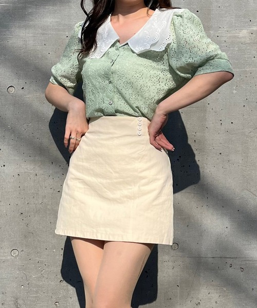 Voyage titty&Co.PETIT（ボヤージュティティアンドコープチ）の「【Voyage titty&Co. PETIT】ツイル台形スカパン（スカート・レディース・アイボリー/ブラック・FREE）」の11枚目の写真