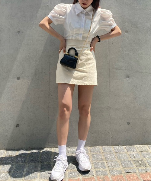 Voyage titty&Co.PETIT（ボヤージュティティアンドコープチ）の「【Voyage titty&Co. PETIT】ツイル台形スカパン（スカート・レディース・アイボリー/ブラック・FREE）」の14枚目の写真