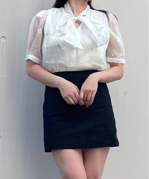 Voyage titty&Co.PETIT（ボヤージュティティアンドコープチ）の「【Voyage titty&Co. PETIT】ツイル台形スカパン（スカート・レディース・アイボリー/ブラック・FREE）」の15枚目の写真