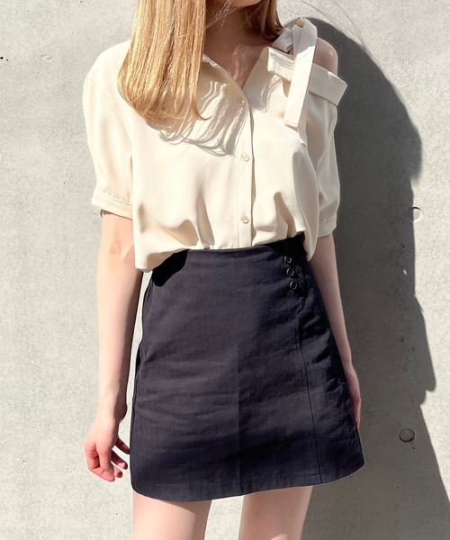 Voyage titty&Co.PETIT（ボヤージュティティアンドコープチ）の「【Voyage titty&Co. PETIT】ツイル台形スカパン（スカート・レディース・アイボリー/ブラック・FREE）」の17枚目の写真