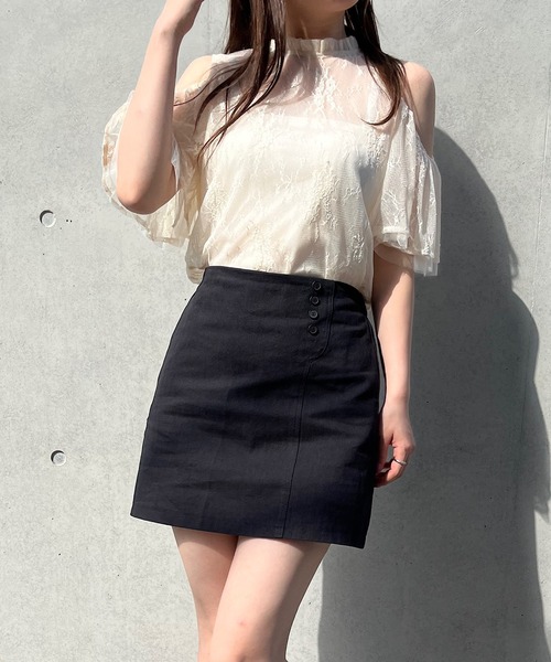 Voyage titty&Co.PETIT（ボヤージュティティアンドコープチ）の「【Voyage titty&Co. PETIT】ツイル台形スカパン（スカート・レディース・アイボリー/ブラック・FREE）」の21枚目の写真