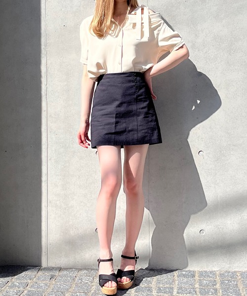 Voyage titty&Co.PETIT（ボヤージュティティアンドコープチ）の「【Voyage titty&Co. PETIT】ツイル台形スカパン（スカート・レディース・アイボリー/ブラック・FREE）」の19枚目の写真