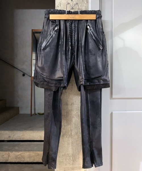 FranCisT_MOR.K.S.（フランシストモークス）の「FranCisT_MOR.K.S./フランシスト モークス/3MIXエコレザーレイヤードショーツ（その他パンツ・メンズ・ブラック・2/3）」の6枚目の写真