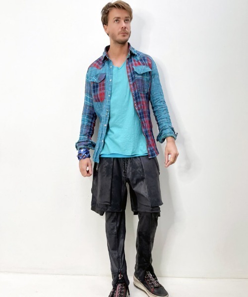 FranCisT_MOR.K.S.（フランシストモークス）の「FranCisT_MOR.K.S./フランシスト モークス/3MIXエコレザーレイヤードショーツ（その他パンツ・メンズ・ブラック・2/3）」の7枚目の写真