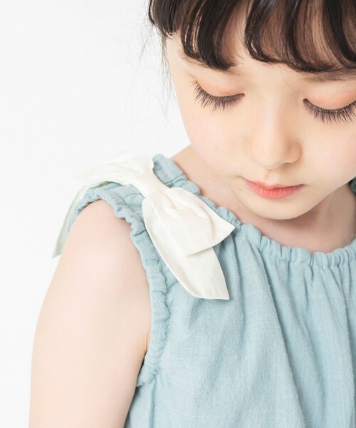 BRANSHES（ブランシェス）の「肩リボンワンピース（ワンピース・キッズ・ベージュ/グリーン・130/120/140/100/90/110/150）」の10枚目の写真