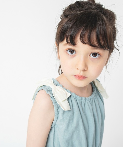 BRANSHES（ブランシェス）の「肩リボンワンピース（ワンピース・キッズ・ベージュ/グリーン・130/120/140/100/90/110/150）」の9枚目の写真