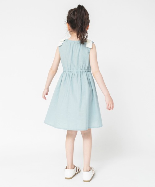 BRANSHES（ブランシェス）の「肩リボンワンピース（ワンピース・キッズ・ベージュ/グリーン・130/120/140/100/90/110/150）」の4枚目の写真