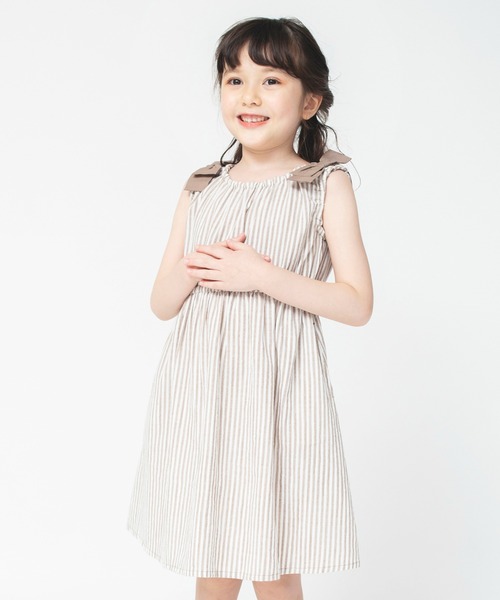 BRANSHES（ブランシェス）の「肩リボンワンピース（ワンピース・キッズ・ベージュ/グリーン・130/120/140/100/90/110/150）」の15枚目の写真